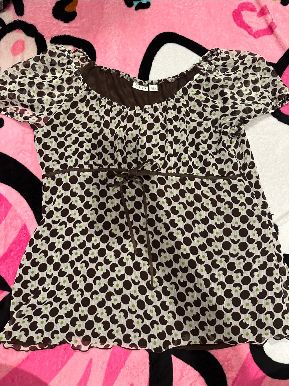 Womenâs Brown Polka Dot Peplum Dress with Lime Accents